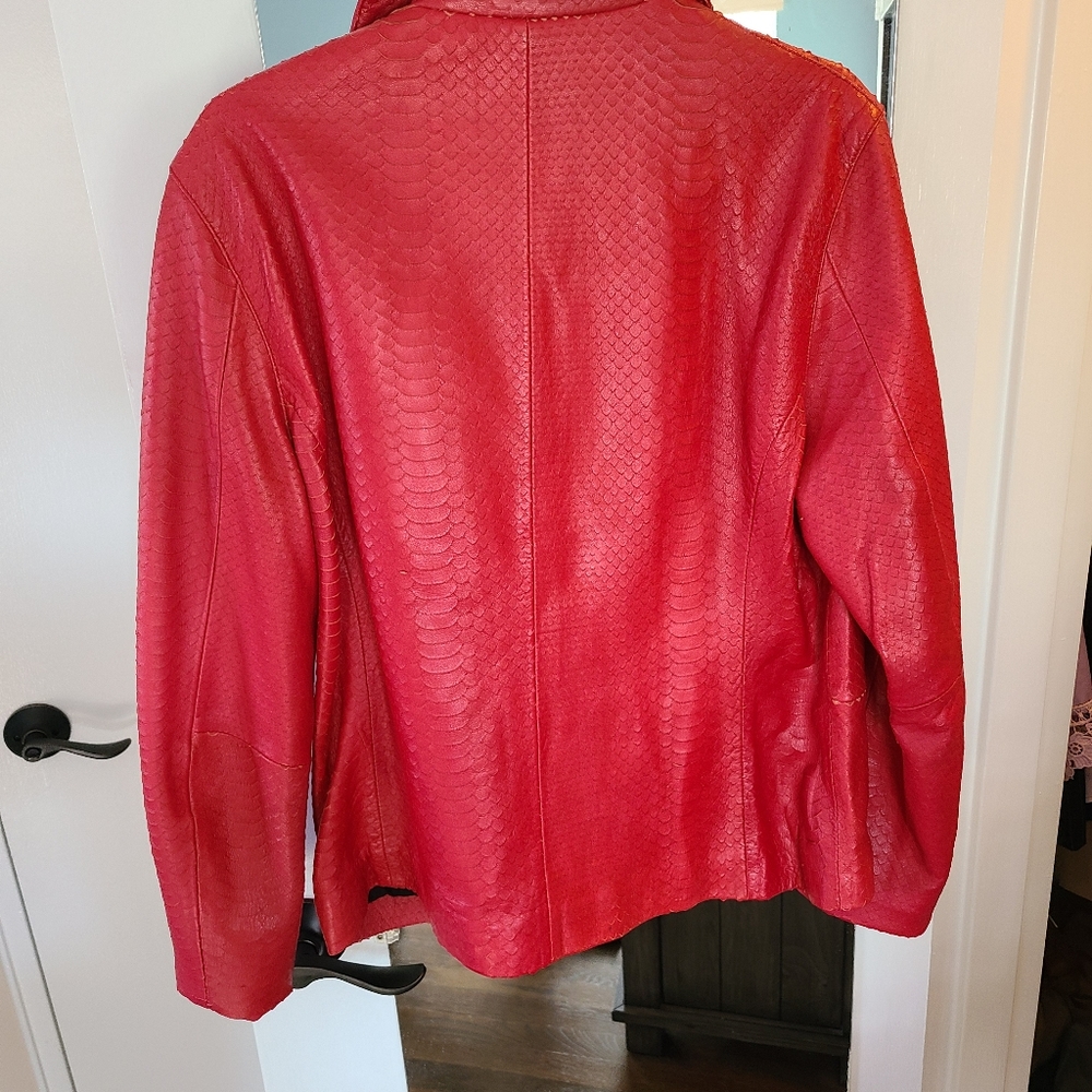 Red leather jacket - Picture 3 of 5